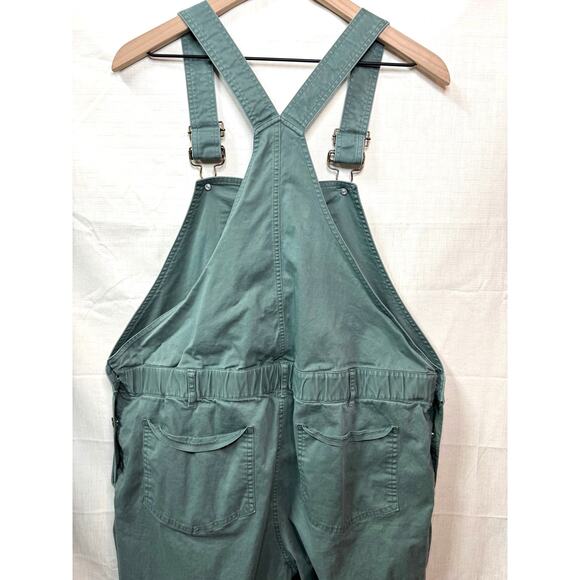 The Nines by Hatch Olive Green Denim Maternity Overalls Size L Casual Postpartum - Picture 4 of 8